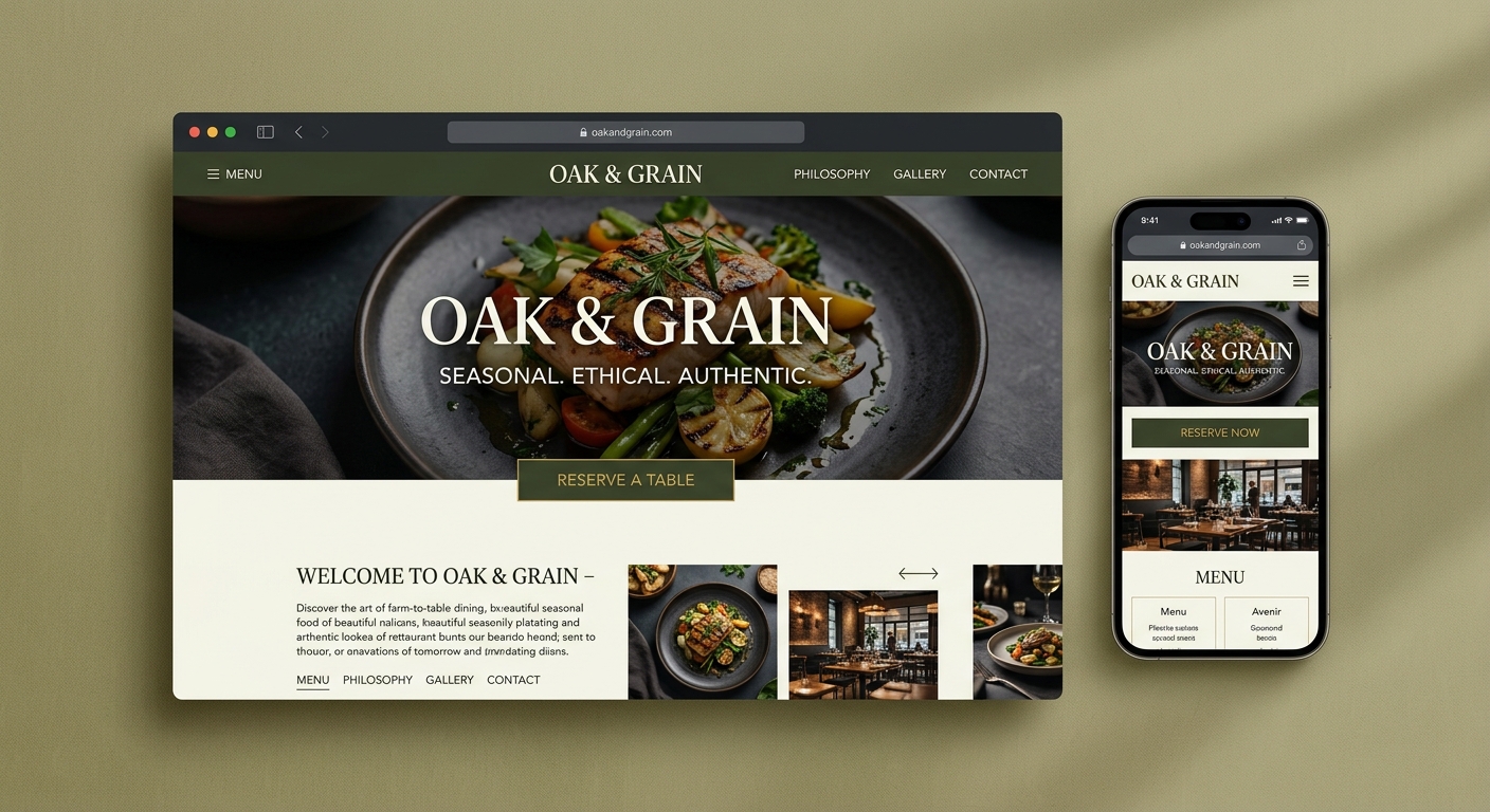 Oak & Grain website mockup